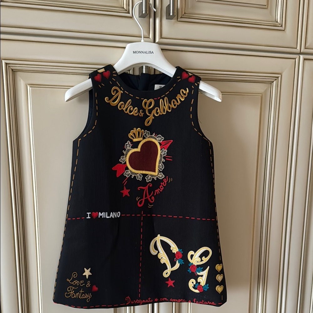 Black Dress with Gold and Red Accents
